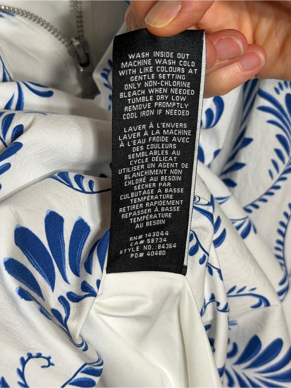 7 For All Mankind White/Blue Floral Square Neck A-Line Midi Zip Dress 10 NWT - Picture 11 of 14